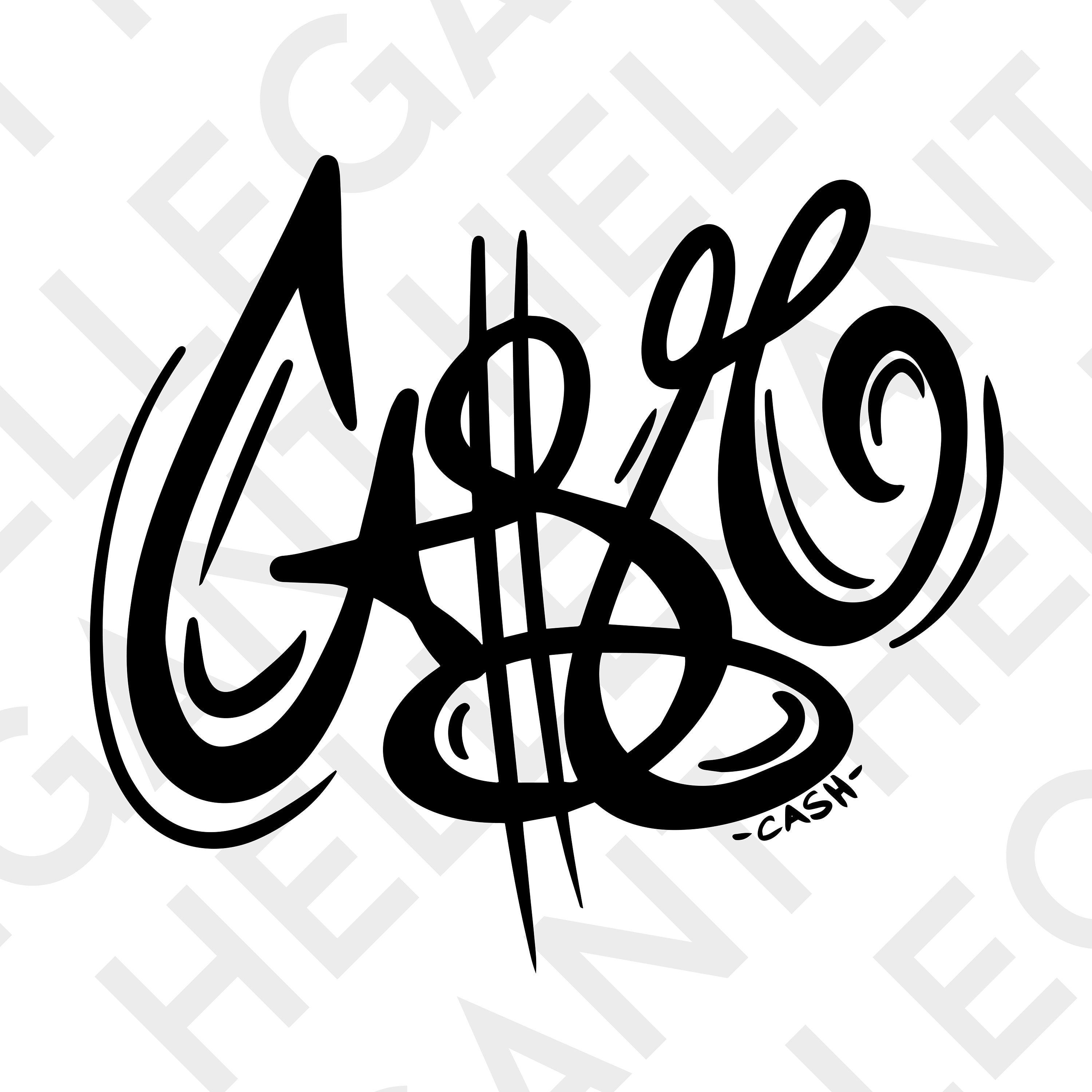 Cash Money Single Continuous Line Logo Text Art Saying Quote SVG, PNG ...