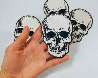 Iron on patch Skull Human skull patch horror skull Realistic Skeleton Fully Embroidered