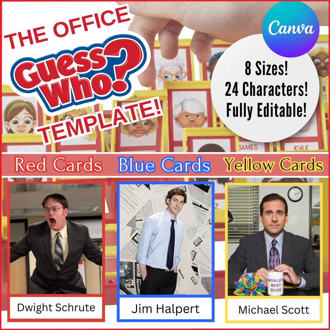 THE OFFICE Guess Who Template Editable Printable Custom Guess Who Game ...