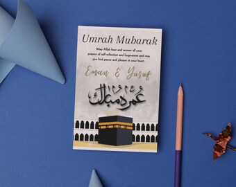 Personalized Umrah Mubarak Print | Umrah Gift | Digital Print | Islamic Poster | Eid Decoration | Canva Template | Muslim Gifts | Islam Gift
