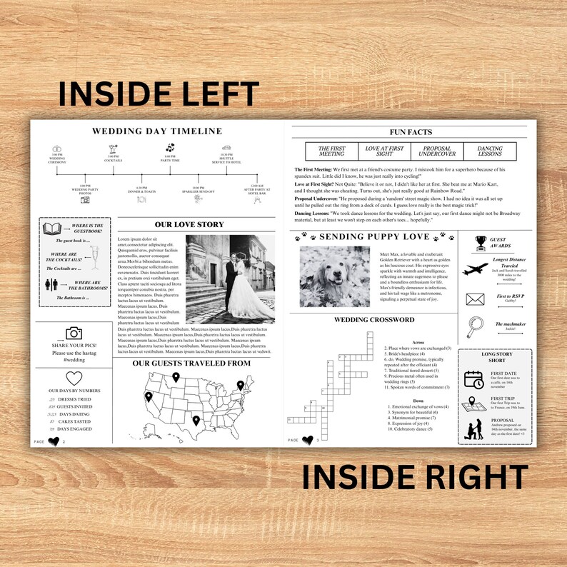 Wedding Newspaper Template Editable Wedding Newspaper Program Wedding Newspaper Template Editable Wedding Newspaper Program