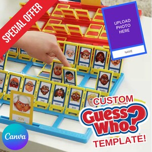 Guess Who Editable Template | Printable Custom Guess Who Game Template | Guess who Canva template | Guess Who Party Games Cards | Guess who