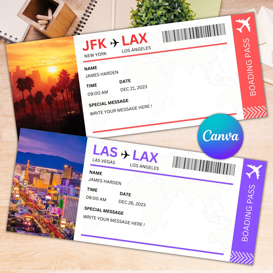Plane Ticket Surprise Template, Printable Airline Ticket, Boarding Pass ...