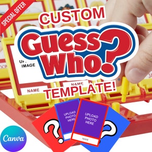 Editable Guess Who Template | Printable Custom Guess Who Game Template | Guess who Canva template | Guess Who Party Games Cards | Guess who