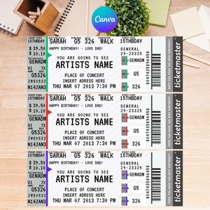 Editable Concert Ticket, Concert Ticket Template, Surprise Ticket, Birthday Gift, Printable Stub, Custom Event Ticket, Gift for her image 3