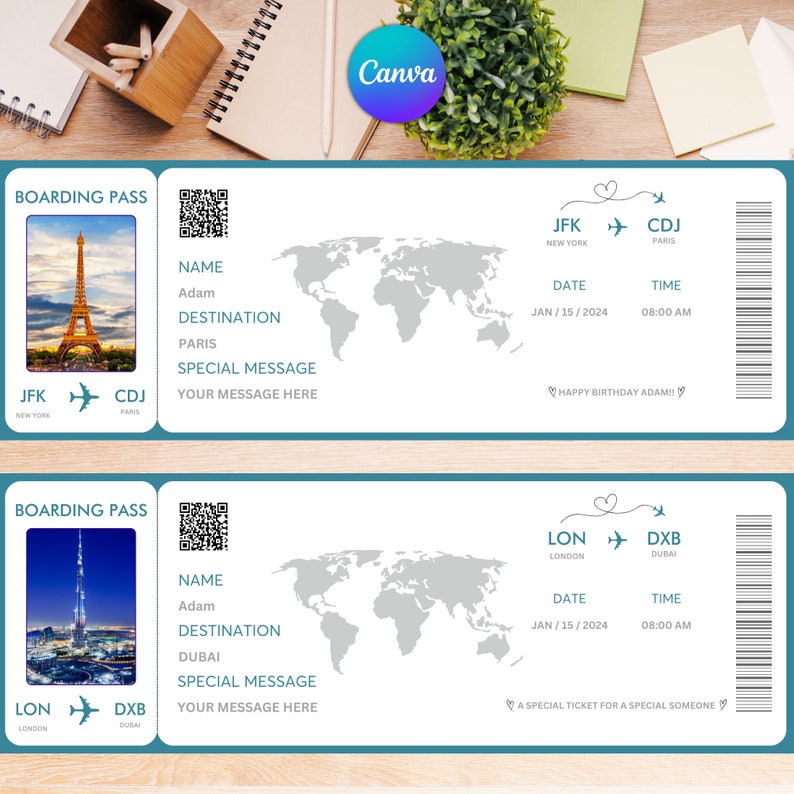 Editable Boarding Pass Template Airline Ticket Canva Printable Editable Boarding Pass Template Airline Ticket Canva Printable