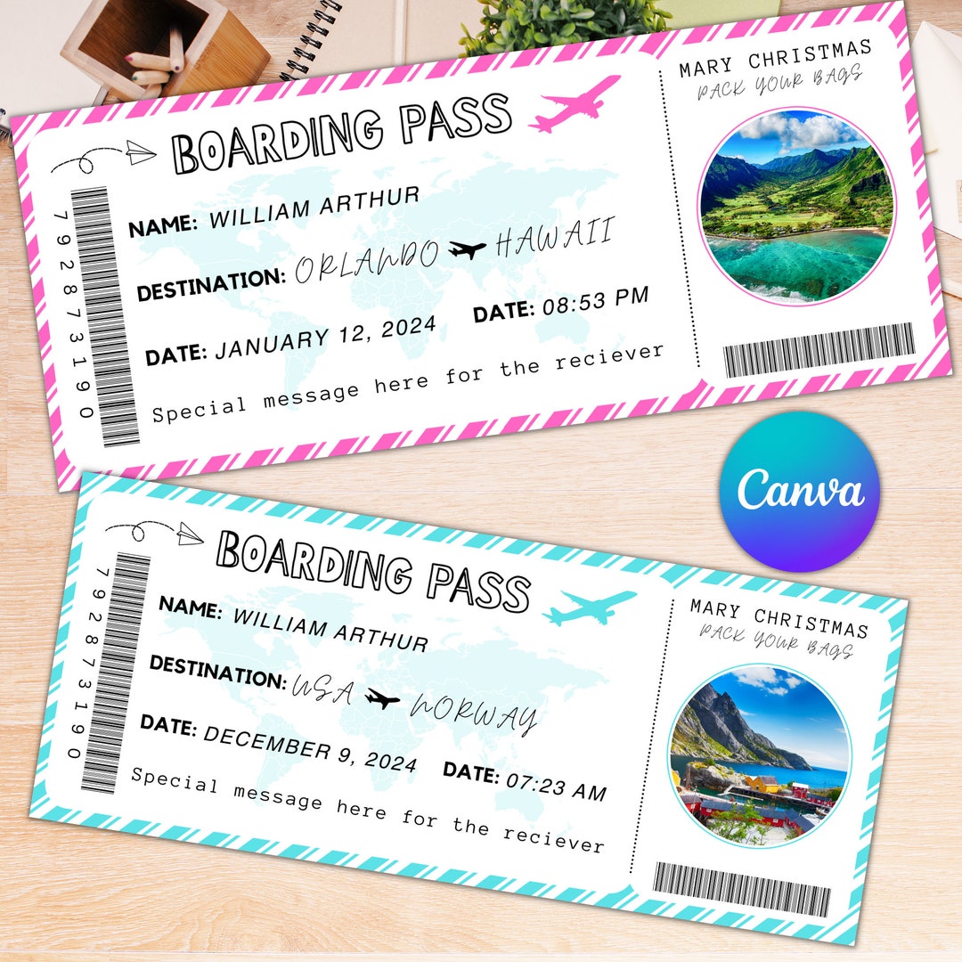 Surprise Plane Ticket Template Canva Boarding Pass Customizable Plane Surprise Plane Ticket Template Canva Boarding Pass Customizable Plane