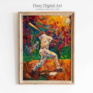 Baseball-Teig-Druck, abstrakte Sportler-bunte Wandkunst, druckbarer digitaler Download