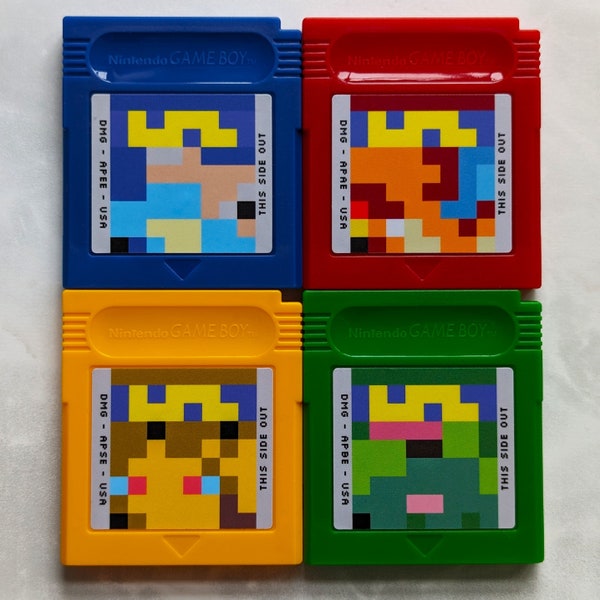 Pixel Minimalist Replacement Gameboy Cartridge Label | Pokemon Gen 1 | Red Blue Yellow Green | Optionally Included Cartridge Shell