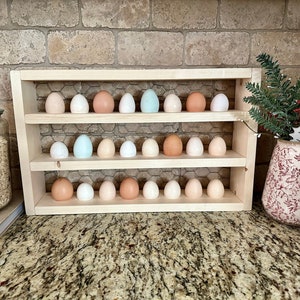 Wood Egg Holder Countertop Egg Tray. Farmhouse Wooden Decor Storage Tray. 