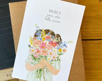 Carte merci Maîtresse fin d’année, Carte cadeau maîtresse, Carte professeur école, Carte à offrir enseignant, Carte fin d’année scolaire
