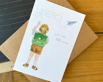 Bedankkaartje voor de leraar van een jongen, bedankkaartje voor de leraar van een jongetje, cadeautje voor een leraar, eindejaarsgeschenk, leraarkaartje