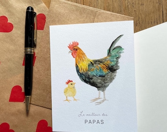 Funny Father's Day card, chick with fake crest "The Best of Dads", original and personalized card for dad
