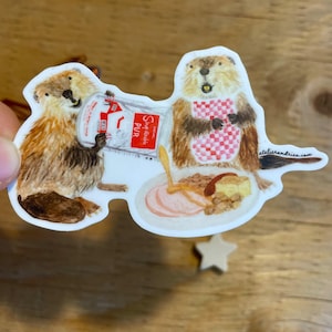 Aufkleber Kanada-Biber, Ahornsirup-Aufkleber, Ahornsirup-Zeit-Aufkleber, humorvolle Illustration, original kanadische Dekoration