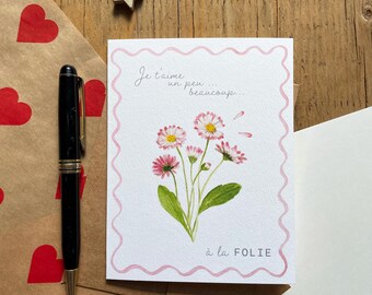 Mother's Day greeting card, bouquet of daisies "I love you", personalized card for mom, original gift, flower love card for children