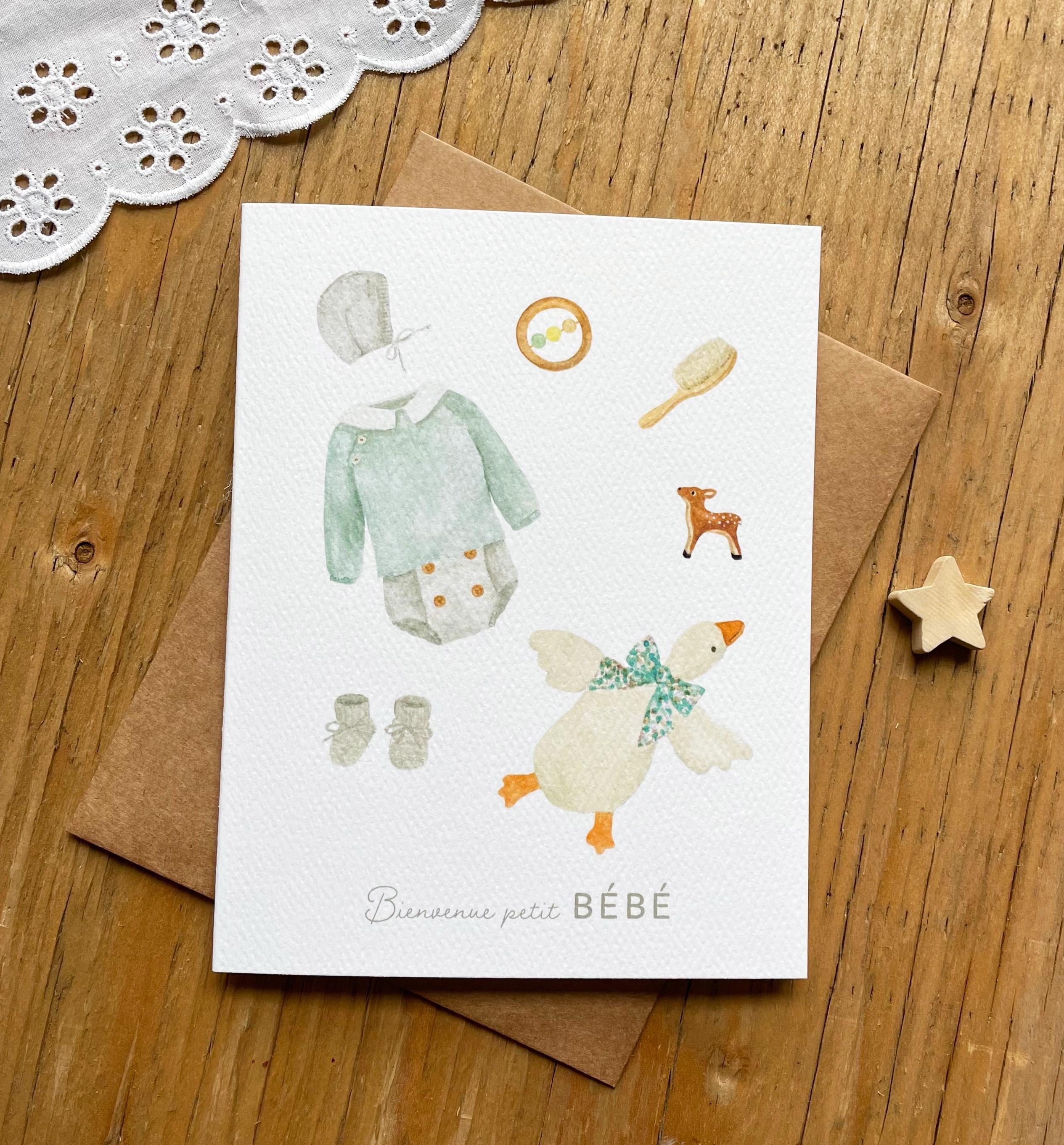 Carte De Naissance Luxe - Félicitations Bébé - Avec Enveloppe - France