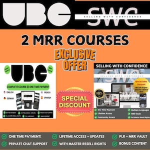 UBC and SWC, 2 MRR Course Bundle. Ultimate Branding Course and Selling With Confidence. Resell for Profit, Master Resell Rights Course.