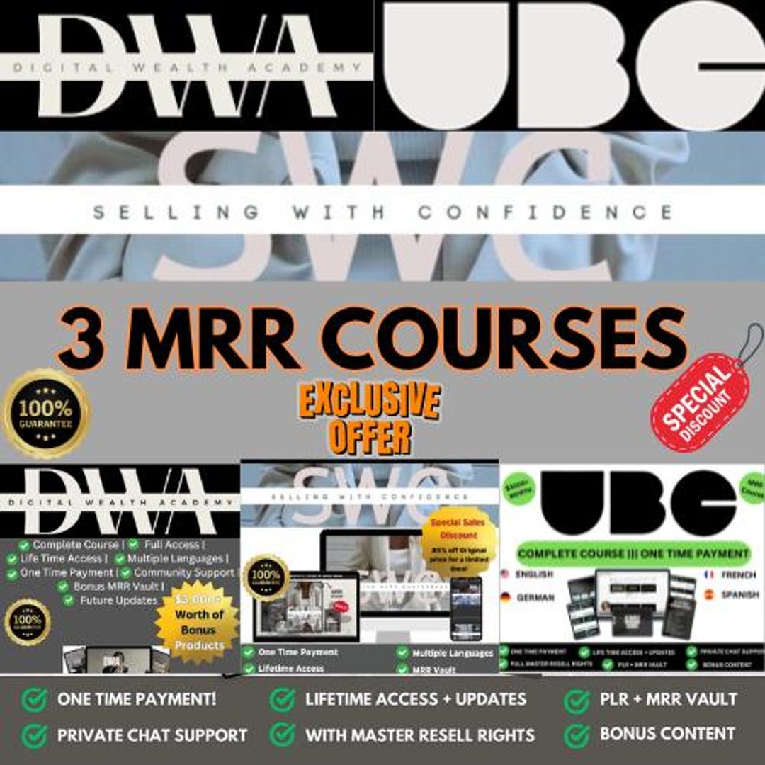 DWA, UBC and SWC. 3 Mrr Course Bundle. Digital Wealth Academy, Ultimate