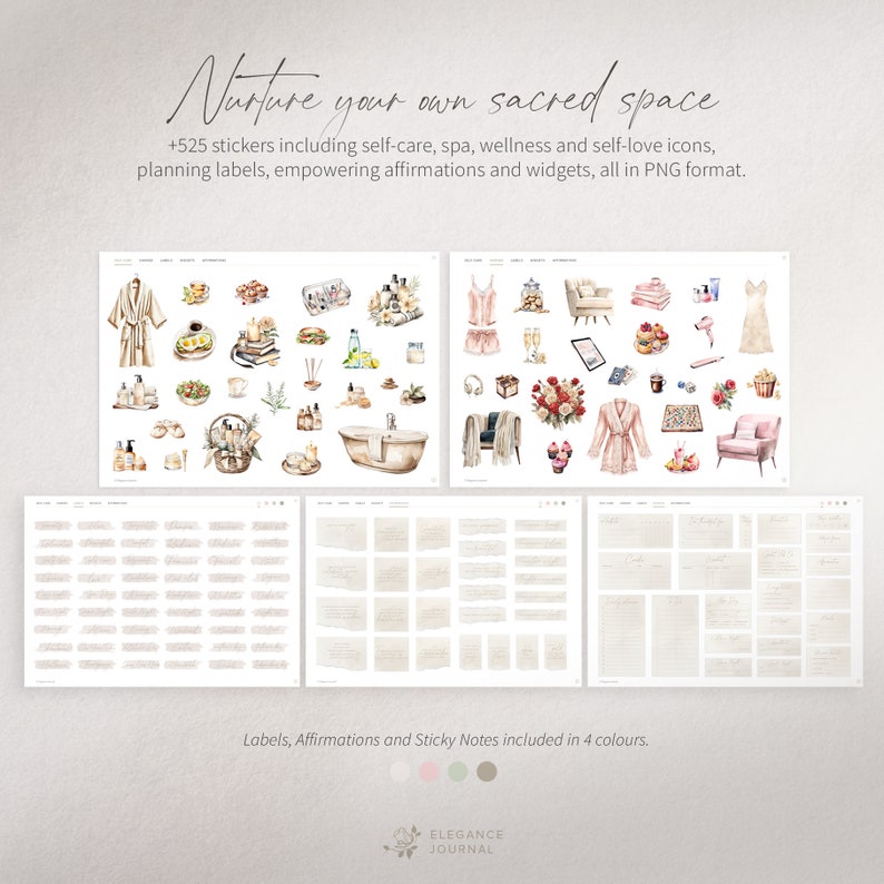 Digital Stickers, Self Care Aesthetic, Girl Wellness and Spa Stickers ...