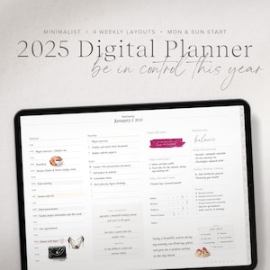 2025 Digital Planner, 2025 Minimalist Planner, Women iPad Planner, Monthly Planner, Weekly Planner, Daily Planner, GoodNotes Planner