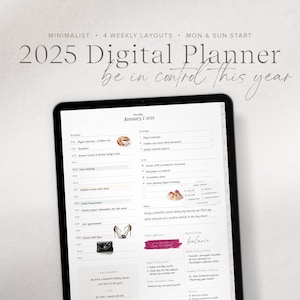 2025 Digital Planner, 2025 Minimalist Planner, Women iPad Planner, Monthly Planner, Weekly Planner, Daily Planner, GoodNotes Planner