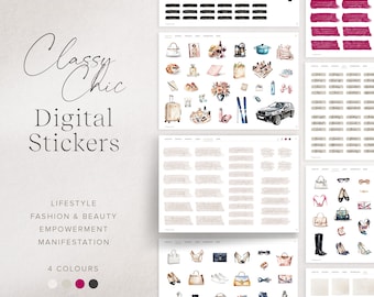 Lifestyle Aesthetic Digital Stickers, Classy Chic Stickers, Digital Planner Stickers, GoodNotes Stickers, Watercolor GoodNotes Stickers