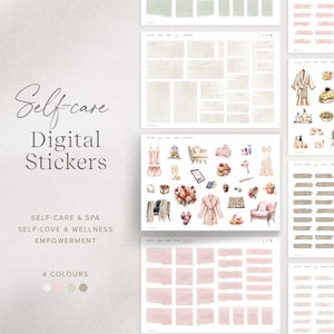 Digital Stickers, Self Care Aesthetic, Girl Wellness and Spa Stickers, GoodNotes Stickers, Journal Stickers, iPad Stickers, PNG Sticker