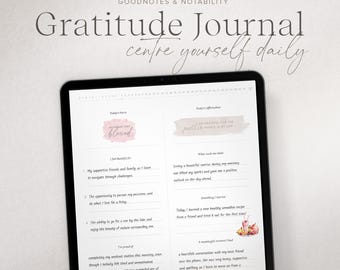 Daily Gratitude Journal, Digital Gratitude Journal, GoodNotes Journal, iPad Journal, Self Care Journal, Mindfulness, Notability