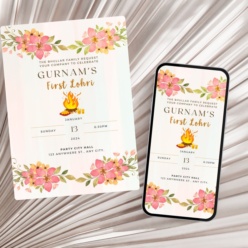 Lohri Party Invite Canva Template First Lohri Invitation Happy Lohri