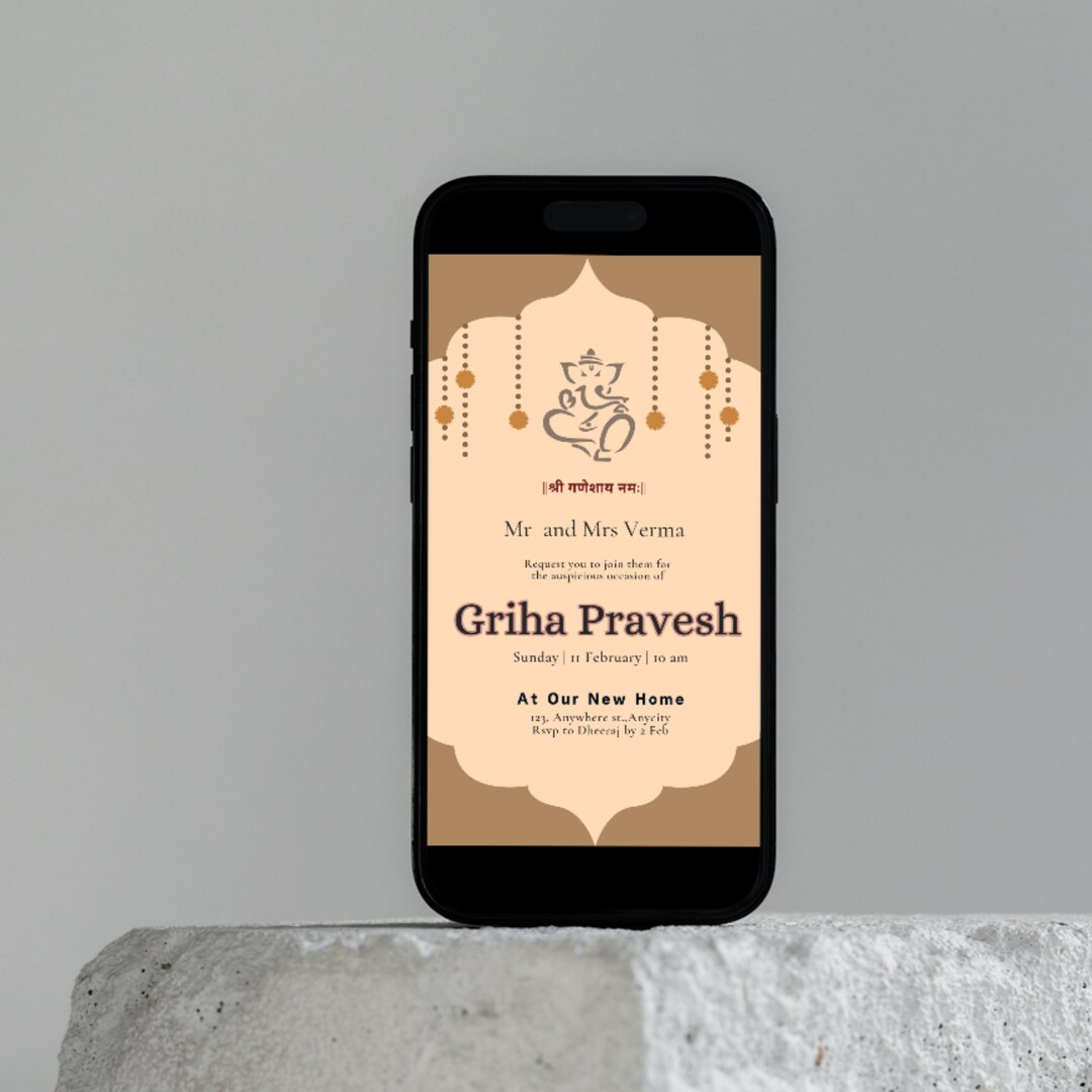 Editable Griha Pravesh Canva Invitation Template - Create a Memorable ...