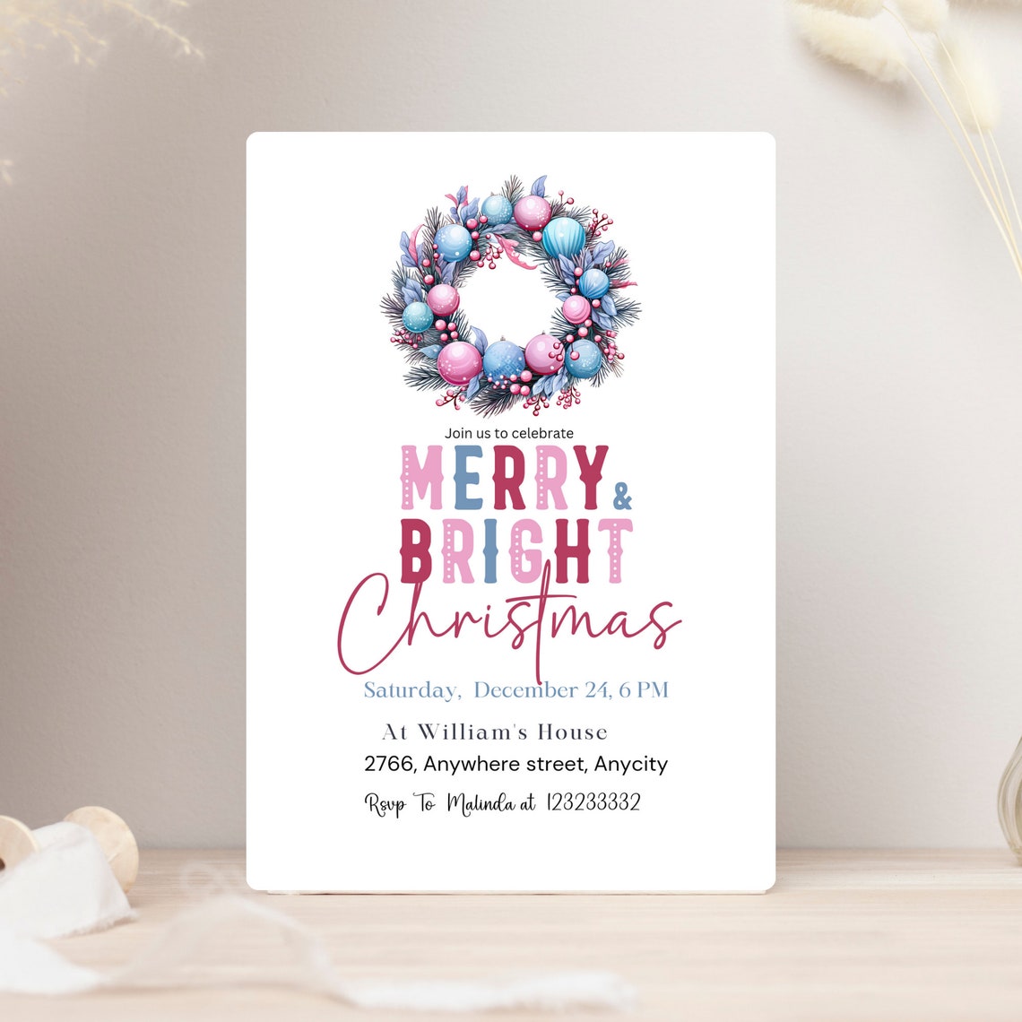 Invitation Tag Roop Editable Printable Christmas Invitation Template Favor Tags Template ...