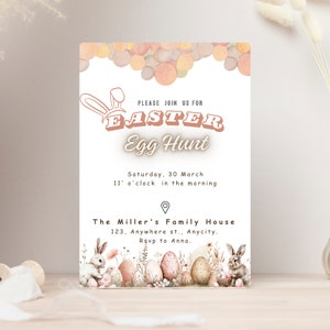Egg-citing Easter Egg Hunt Party Printable Invitation Prinatble and Editable Template