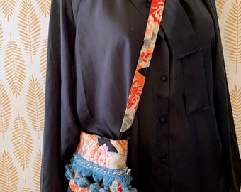 Shoulder bag made of fine Japanese cotton, unique handmade designer