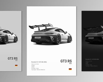 Porsche 992 GT3 RS Supercar Poster Print | Wall Art | Car Photography