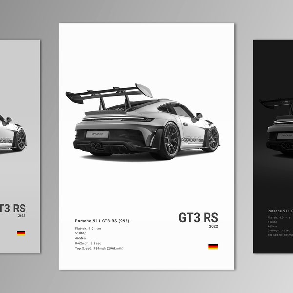 Porsche 992 GT3 RS Supercar Poster Print | Wall Art | Car Photography