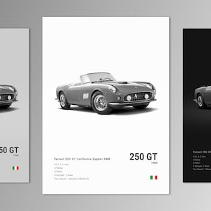 Ferrari 250 GT California Spyder SWB Poster Print | Wall Art | Car Photography