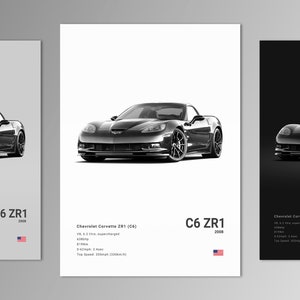 Poster Chevrolet Corvette ZR1 C6 | Art mural | Photographie de voiture