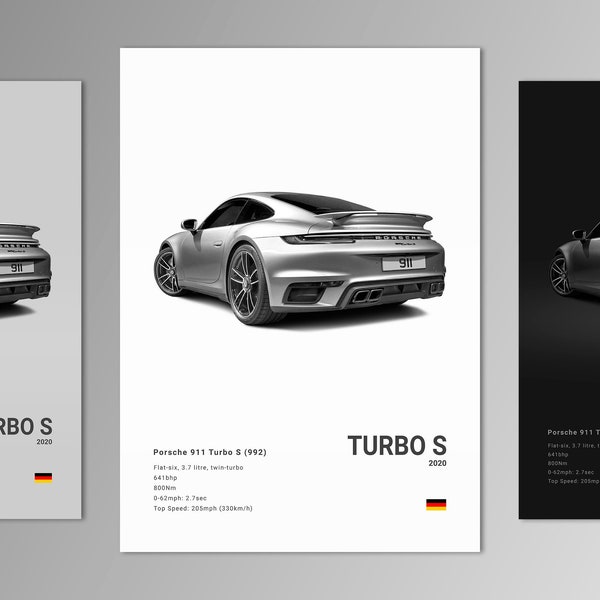 Porsche 911 Turbo S 992 Poster Print | Wall Art | Car Photography