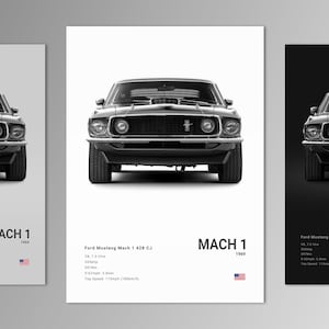 Ford Mustang Mach 1 1969 Poster Print | Wall Art | Car Photography