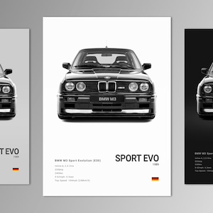 BMW M3 Sport Evolution E30 Poster Print | Arte de parede | Fotografia de carro