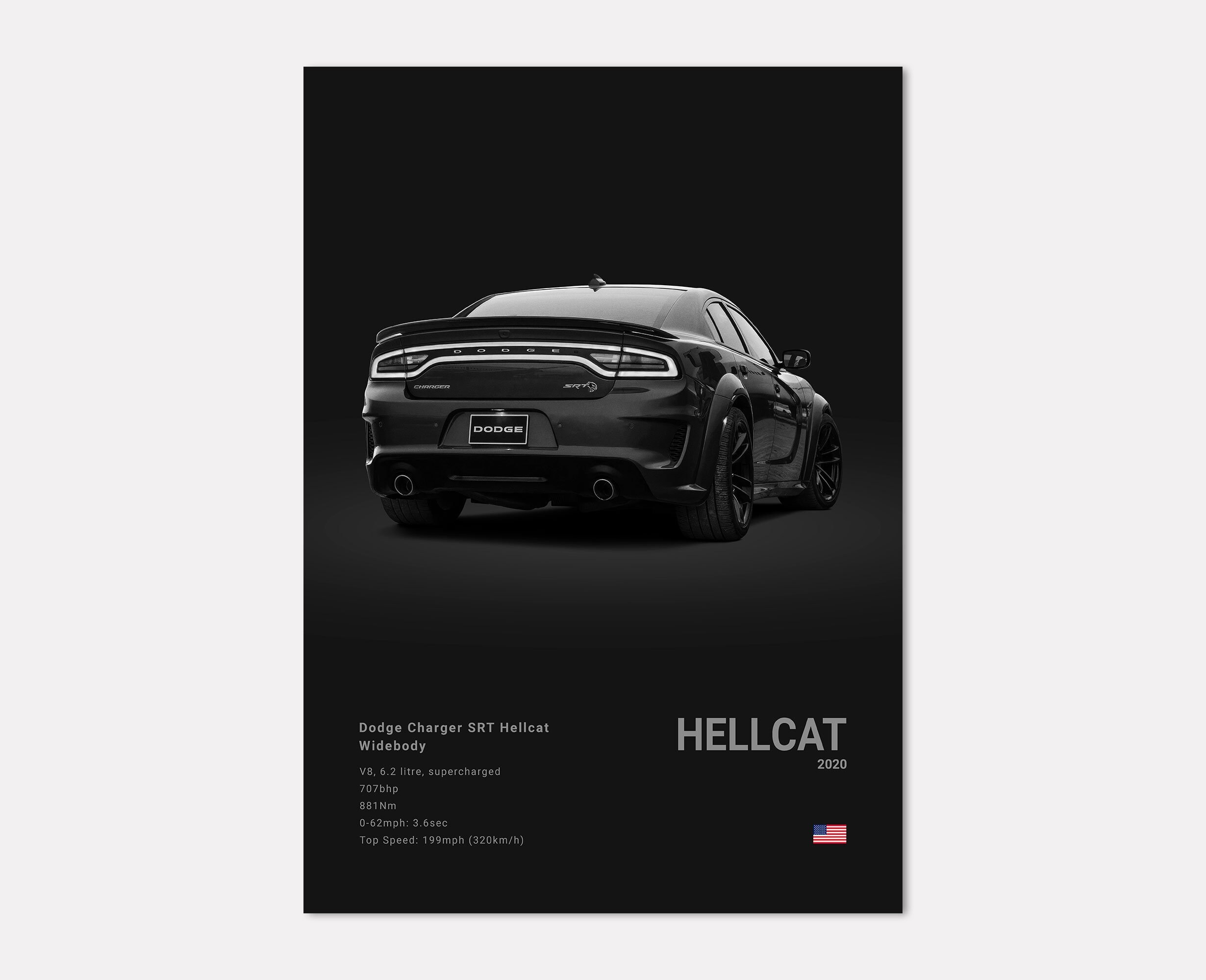 Dodge Charger SRT Hellcat Widebody Poster Print Wall Art Car ...