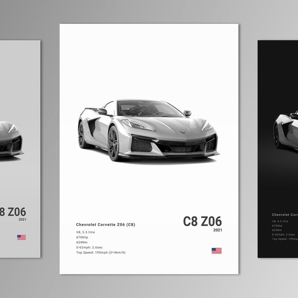 C8 Corvette Poster - Etsy