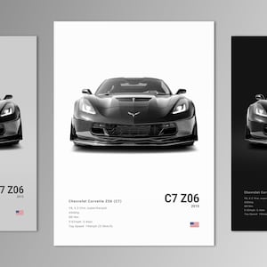 Poster Chevrolet Corvette Z06 C7 | Art mural | Photographie de voiture