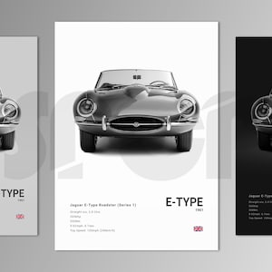 Jaguar E-Type Roadster Series 1 posterafdruk | Muurkunst | Autofotografie
