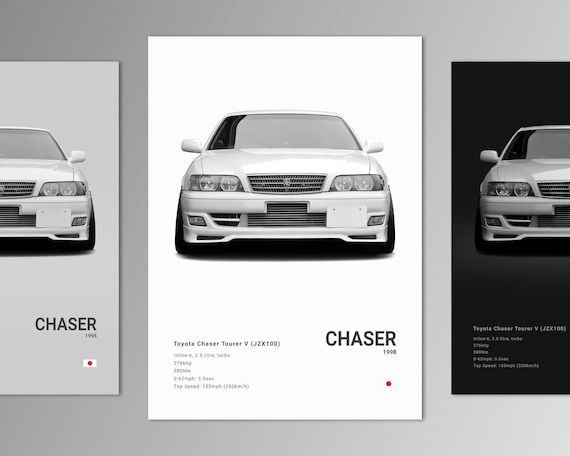 CHARA-POS COLLECTION ポスター 515×728mm Toyota Chaser Tourer V (JZX100) 1998 Poster Print | Wall Art | Car