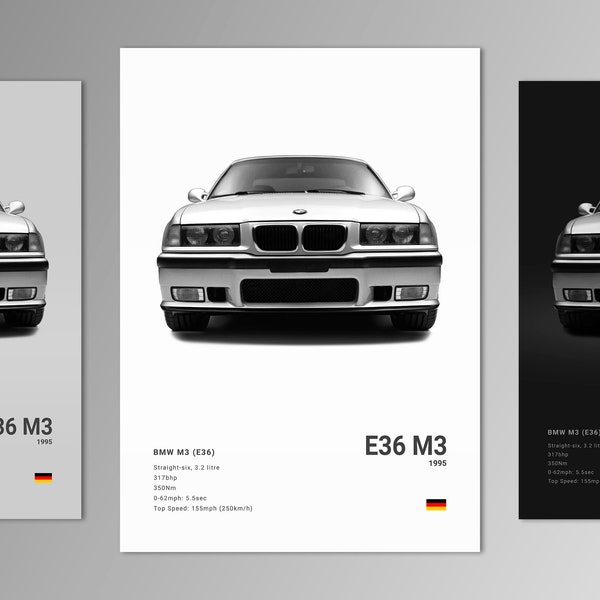 BMW M3 E36 Poster Print | Wall Art | Car Photography