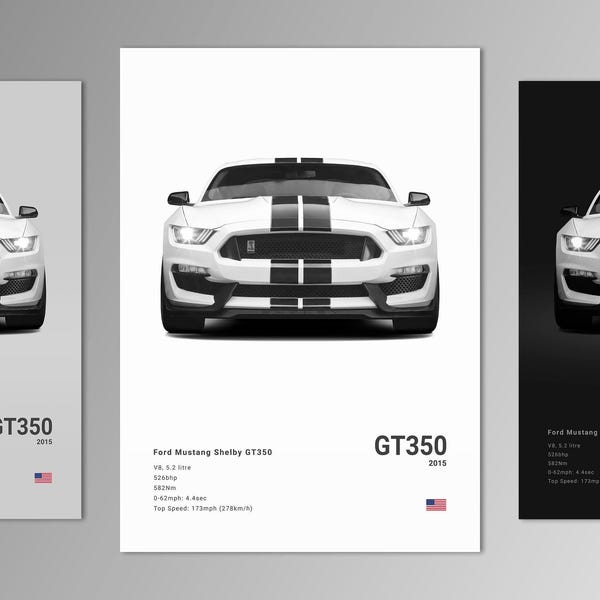Póster/impresión del Ford Mustang Shelby GT350/arte mural/fotografía de coches