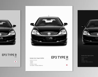 Honda Civic Type R EP3 Poster Print | Wall Art | Car Photography
