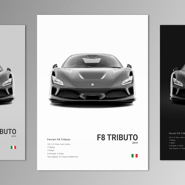 Ferrari F8 Tributo Poster Print | Wall Art | Car Photography