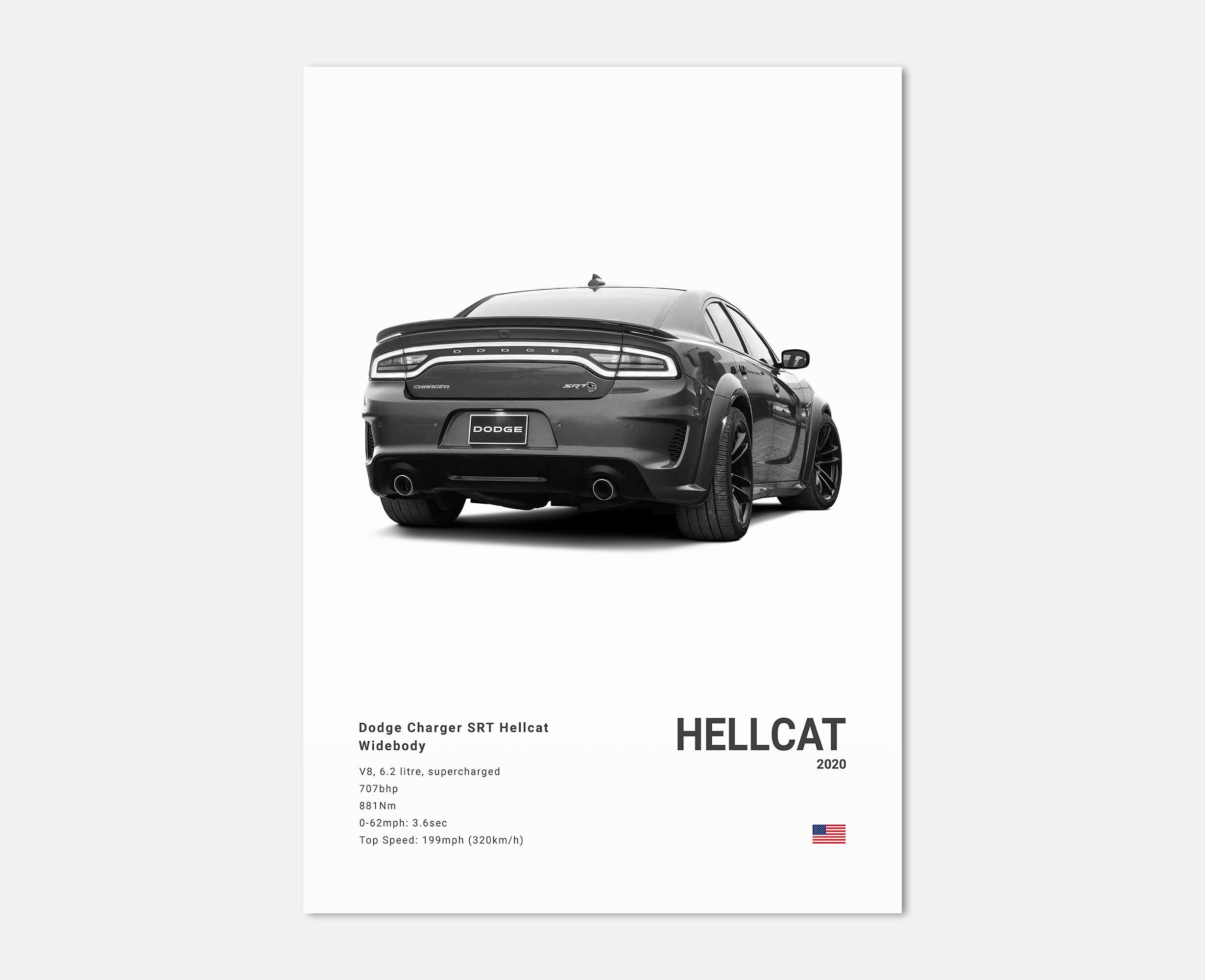 Dodge Charger SRT Hellcat Widebody Poster Print Wall Art Car ...